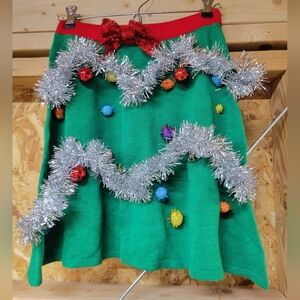 Planet Heart NWOT‎ Festive Green Sweater Christmas Skirt Size Small